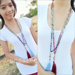 glass beads tassels necklaces handmade with ganitri